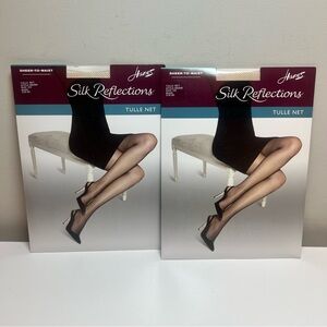 Hanes Silk Reflections Nude Tulle Net Sheer Women's Stockings